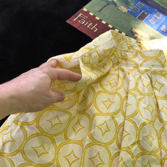 Fossil Yellow Gold Geometrical Stars Circle Diamond Lined Cotton A-Line Skirt 12 - Picture 10 of 13